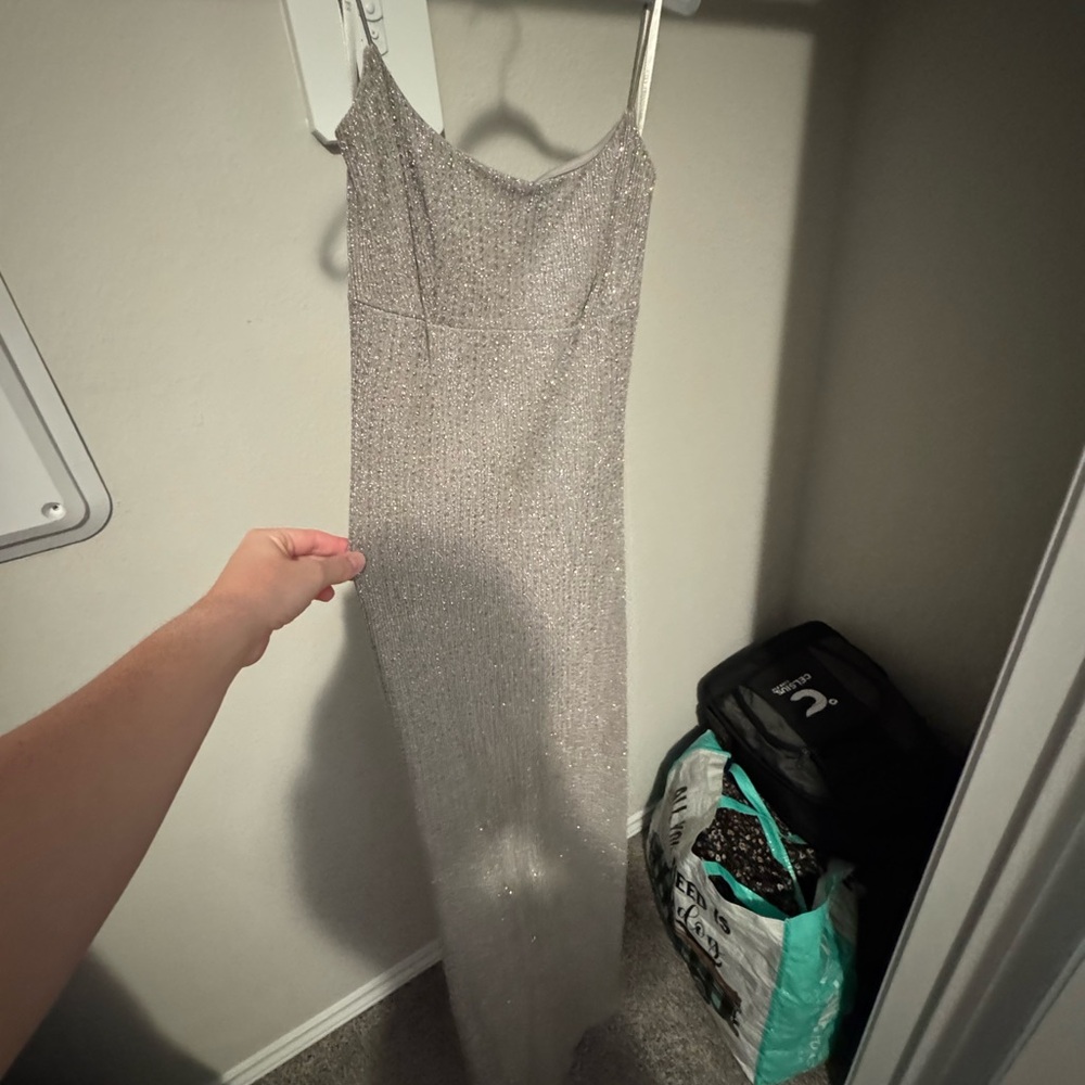 Elegant Silver Evening Gown